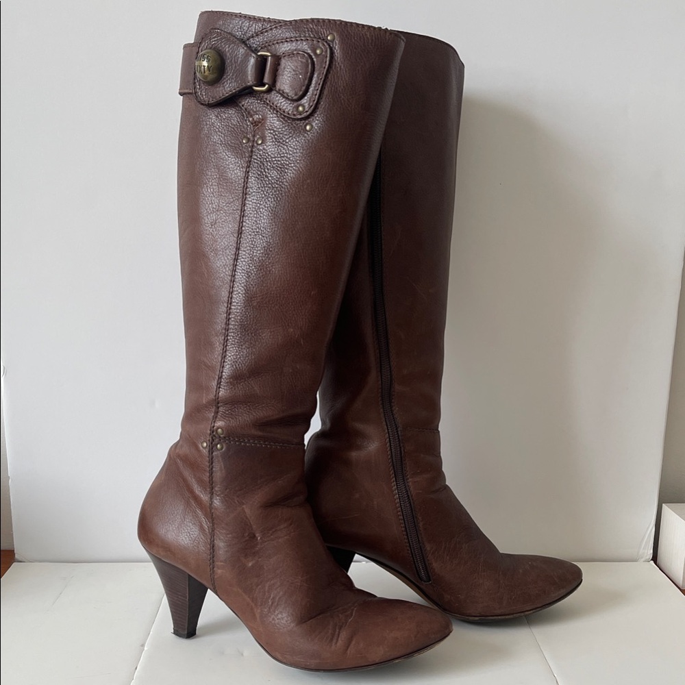Brown Leather Knee-High Boots - Miss Sixty
